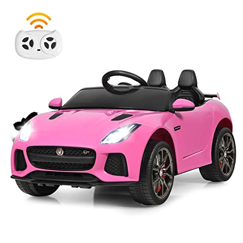 DREAMADE 12V Kinder Elektroauto, elektrisches Kinderauto mit 2,4G Fernbedienung & Musik & LED-Licht & Hupe, Elektrofahrzeug für Kinder ab 3 Jahren (Rosa) von DREAMADE