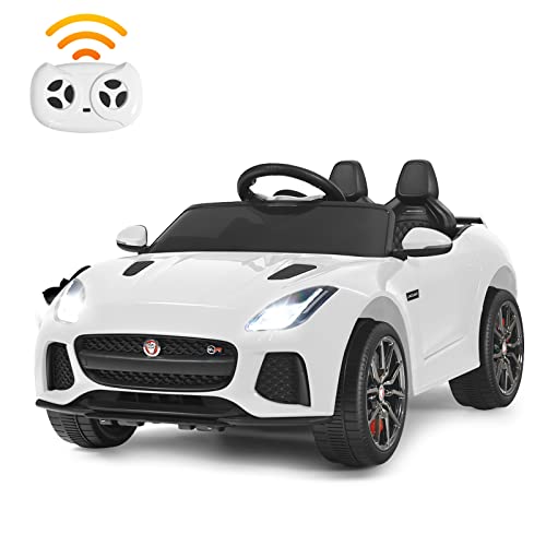 DREAMADE 12V Kinder Elektroauto, elektrisches Kinderauto mit 2,4G Fernbedienung & Musik & LED-Licht & Hupe, Elektrofahrzeug für Kinder ab 3 Jahren (Weiß) von DREAMADE