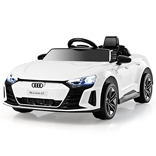 DREAMADE 12V Kinder Elektroauto Audi RS, Kinderauto mit 2,4G Fernbedienung & Musik & Scheinwerfer, Kinderfahrzeug Elektrofahrzeug 3-5 km/h für Kinder ab 3 Jahren (Weiß) von DREAMADE