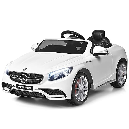 DREAMADE 12V Kinder Elektroauto Mercedes Benz AMG S63, Kinderauto mit 2,4G Ferbedienung & Musik & Scheinwerfer & MP3 & USB, Elektro Auto für Kinder ab 3 Jahre (Weiß) von DREAMADE