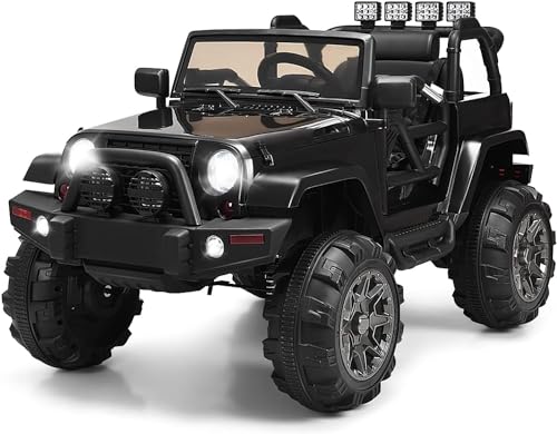 DREAMADE 12V Kinder Elektroauto mit 2,4G Fernbedienung, elektrisches Kinderauto mit LED Lichter & Musik & Hupe & Sicherheitsgurt & MP3, Elektrofahrzeug für Kinder 3-7 Jahren (1 Sitzer, Schwarz) von DREAMADE