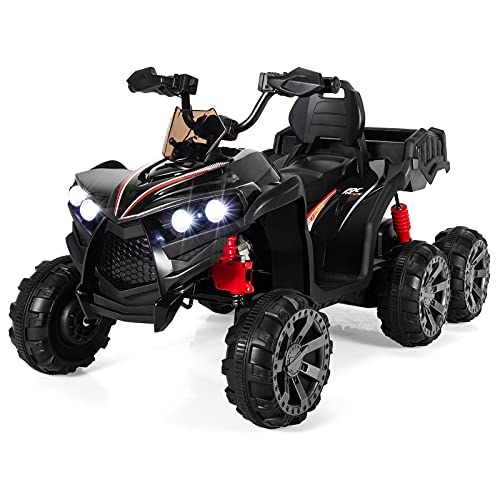 DREAMADE 12V Quad Kinder, 3-6 km/h Elektroquad mit Scheinwerfern & Musik & 6 stoßdämpfenden Rädern, Elektroauto für Kinder ab 3 Jahren, Elektrofahrzeug Kinderquad (Schwarz) von DREAMADE