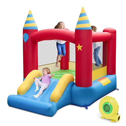 DREAMADE 2 in 1 Aufblasbare Hüpfburg mit 480 W Gebläse, Spielburg mit Rutsche und Sprungbereich, Indoor & Outdoor Springburg für Kinder 3–10 Jahre DREAMADE 2 in 1 Aufblasbare Hüpfburg mit 480 W Gebläse, Spielburg mit Rutsche und Sprungbereich, Indoor & Outdoor Springburg für Kinder 3–10 Jahre von DREAMADE