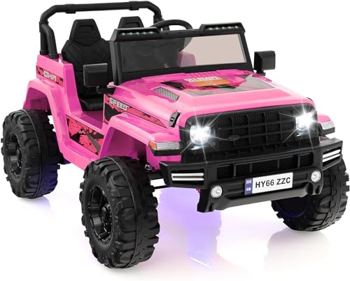 DREAMADE 24V Elektroauto für Kinder, Kinder Elektroauto 2 Sitzer mit Fernbedienung & Hupe & LED- Leuchten & Musik, elektrisches Auto, Elektrofahrzeug für Kleinkinder ab 3 Jahren (Rosa) von DREAMADE