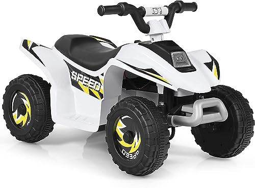 DREAMADE 6V Kinder-Quad mit Rückwärtsgang & Elektrischer Bremse, Mini Elektroquad für Kinder bis 30 kg, max. 4,6 km/h, Kinderfahrzeug Elektrofahrzeuge (Weiß) von DREAMADE