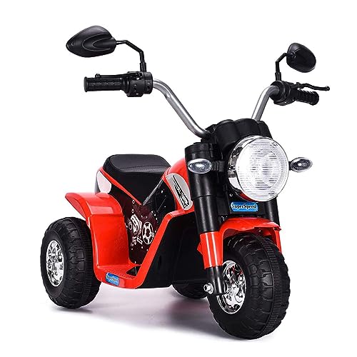 DREAMADE 6V Kinder Elektro Motorrad mit Scheinwerfer und Hupe, Dreirad Elektromotorrad, Kindermotorrad bis 3-4 km/h, Elektrisches Kinder Motorrad für Kinder 3-5 Jahre alt (Rot) von DREAMADE