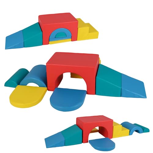 DREAMADE 7 TLG. Schaumstoff Bausteine Kinder, Softbausteine Baby zum Klettern, Indoor Schaumstoffbausteine in verschiedenen Formen, Großbausteine für Zuhause, Kindergarten (Rot) von DREAMADE