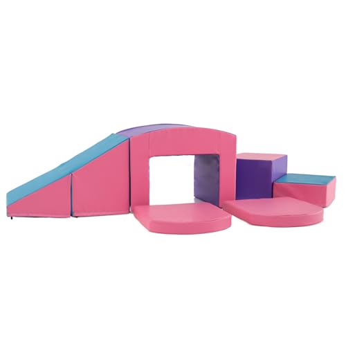 DREAMADE 7 TLG. Softbausteine, Riesenbausteine Schaumstoffbausteine Großbausteine aus EPE, Bausteinset Schaumstoff, Kletterblöcke zum Toben & Klettern für Kleinkinder (Rosa+Lila) von DREAMADE