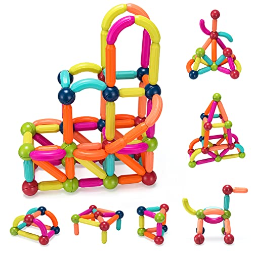 DREAMADE 88 TLG. Magnetische Bausteine, Magnet Montessori Spielzeug, Magnetic Bauklötze, Pädagogisches Magnetspielzeug für Kinder ab 3 Jahren, Magnetic Building Set von DREAMADE