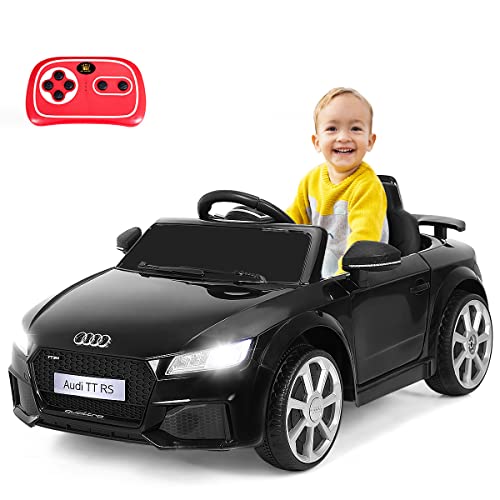 DREAMADE Audi Elektroauto mit 2,4G Fernbedienung, 6V batteriebetriebenes Kinderfahrzeug, Elektrofahrzeuge mit Hupe & Licht & Musik & Sicherheitsgurt, für Kinder 3-8 Jahre, bis 30kg belastbar (Schwarz) von DREAMADE