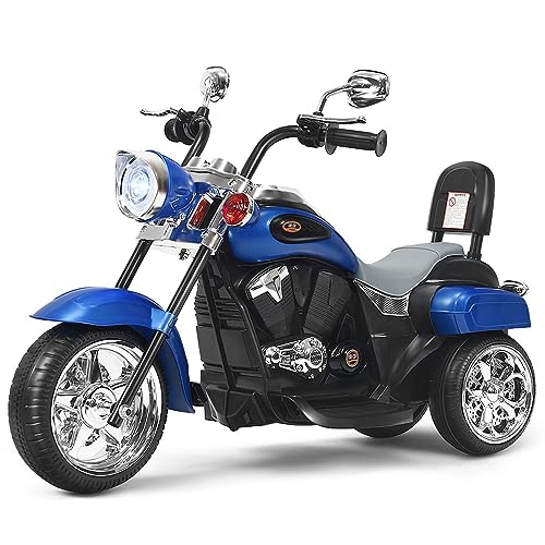 DREAMADE Elektro-Motorrad Kindermotorrad, 6V Elektromotorrad mit einstellbaren Scheinwerfern & Hupe & Pedalen, Elektrofahrzeug für Kinder ab 3 Jahren (Blau) von DREAMADE