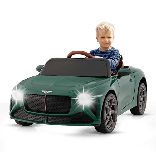 DREAMADE Elektroauto für Kinder, 12V Bentley Kinder Elektroauto mit Fernbedienung, Elektrofahrzeuge mit MP3 & USB & Musik & LED-Leuchten, elektrisches Auto für Kinder ab 3 Jahre (Grün) von DREAMADE