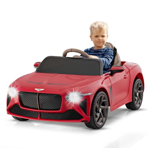 DREAMADE Elektroauto für Kinder, 12V Bentley Kinder Elektroauto mit Fernbedienung, Elektrofahrzeuge mit MP3 & USB & Musik & LED-Leuchten, elektrisches Auto für Kinder ab 3 Jahre (Rot) von DREAMADE