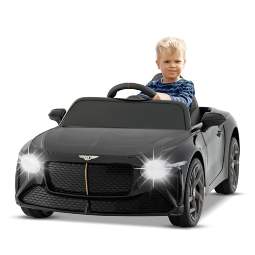 DREAMADE Elektroauto für Kinder, 12V Bentley Kinder Elektroauto mit Fernbedienung, Elektrofahrzeuge mit MP3 & USB & Musik & LED-Leuchten, elektrisches Auto für Kinder ab 3 Jahre (Schwarz) von DREAMADE