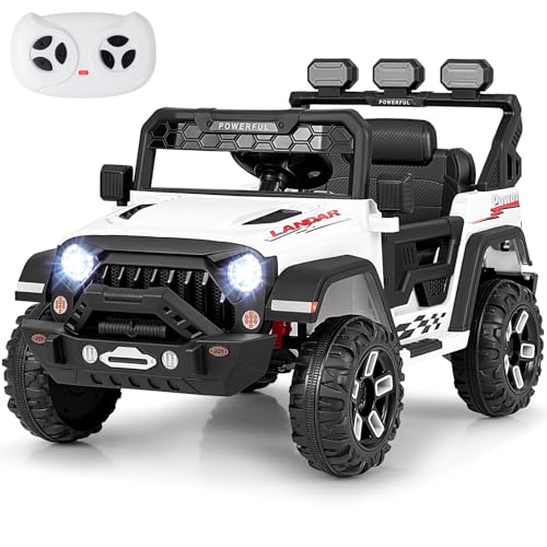 DREAMADE Elektroauto für Kinder, 12V Kinder Elektroauto mit Fernsteuerung, Elektrofahrzeuge mit schwenkbaren Rückspiegel & Musik & Licht & Hupe, elektrisches Auto für Kleinkinder ab 3 Jahre (Weiß) DREAMADE Elektroauto für Kinder, 12V Kinder Elektroauto mit Fernsteuerung, Elektrofahrzeuge mit schwenkbaren Rückspiegel & Musik & Licht & Hupe, elektrisches Auto für Kleinkinder ab 3 Jahre (Weiß) von DREAMADE