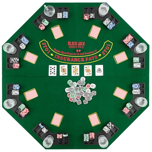DREAMADE Faltbarer Pokerauflage für 8 Spieler, Pokertisch Spieltisch Matte mit Getränkehalter & Tragetasche inkl., achteckig Holzverstärkt, Pokermatte 120 x 120 cm DREAMADE Faltbarer Pokerauflage für 8 Spieler, Pokertisch Spieltisch Matte mit Getränkehalter & Tragetasche inkl., achteckig Holzverstärkt, Pokermatte 120 x 120 cm von DREAMADE