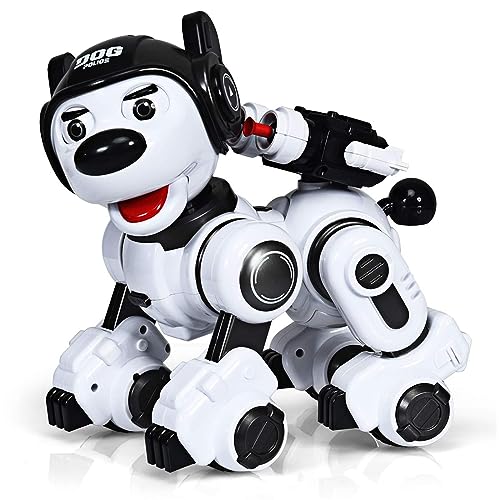 DREAMADE Ferngesteuerter Roboter, Intelligenter Spielzeughund für Kinder, Lernspielzeug Roboter, Interaktiver & Programmierbarer Roboterhund, Roboterhund mit Tanz- & Musikfunktion (Schwarz+Weiß) von DREAMADE