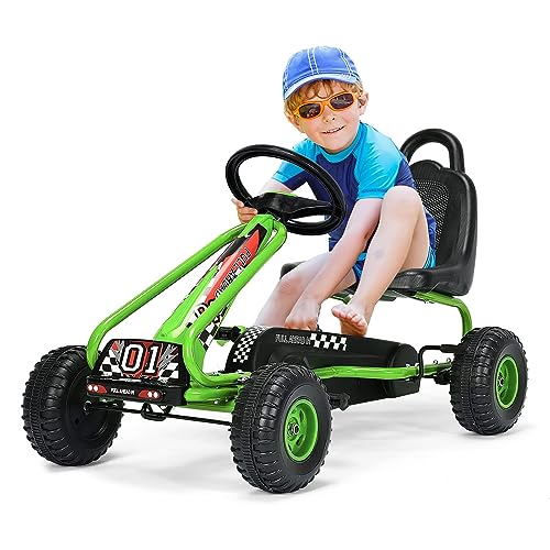 DREAMADE Gokart mit Handbremse & verstellbarem Sitz, Tretauto Tretfahrzeug mit geschlossenem Kettenkasten & Vor- und Rückwärtsgang, Pedal Go Cart für Kinder 3-6 Jahren, bis 30 kg belastbar (Grün) DREAMADE Gokart mit Handbremse & verstellbarem Sitz, Tretauto Tretfahrzeug mit geschlossenem Kettenkasten & Vor- und Rückwärtsgang, Pedal Go Cart für Kinder 3-6 Jahren, bis 30 kg belastbar (Grün) von DREAMADE