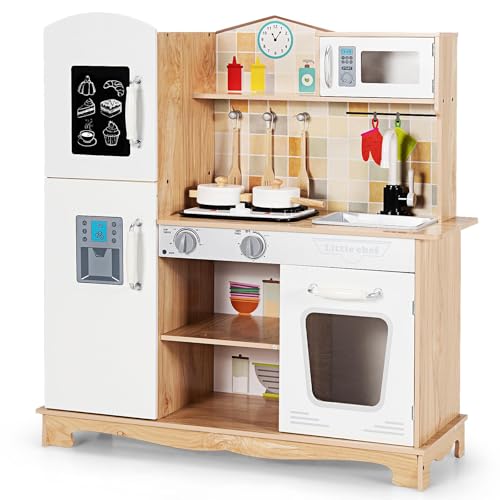 DREAMADE Hölzerne Kinderküche mit Licht und Sound, Kinderspielküche mit Spüle Herd Backofen Kühlschrank, Holzküche Spielzeugküche, Spielküche aus Holz mit Zubehör für Kinder ab 3 Jahren DREAMADE Hölzerne Kinderküche mit Licht und Sound, Kinderspielküche mit Spüle Herd Backofen Kühlschrank, Holzküche Spielzeugküche, Spielküche aus Holz mit Zubehör für Kinder ab 3 Jahren von DREAMADE