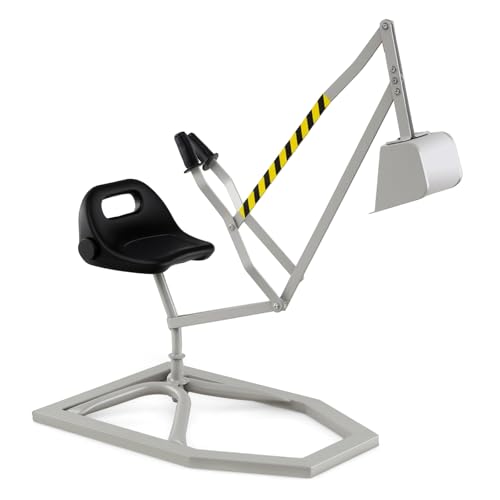 DREAMADE Kinder Bagger für Sandkasten, Metall-Aufsitzbagger mit 360° drehbarem Sitz, Flexibler Schaufel, für Erde, Schnee, Strand, Bagger zum draufsitzen für Kinder ab 3 Jahren (Grau) von DREAMADE