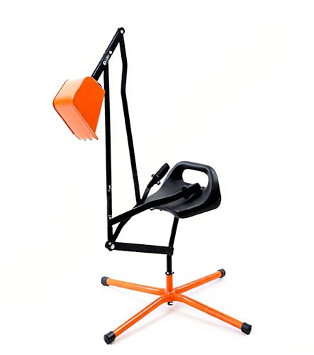 DREAMADE Kinder Bagger für Sandkasten, Metallbagger mit 360° drehbarem Sitz, Flexibler Schaufel, ergonomischer Rückenlehne, Bagger zum draufsitzen für Kinder ab 3 Jahren (Orange) von DREAMADE