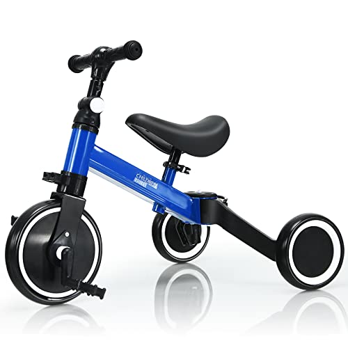 DREAMADE Kinder Dreirad, 3 in 1 Laufrad für Jungen & Mädchen 1-3 Jahren, Baby Balance Fahrrad mit Abnehmbaren Pedalen, Verstellbarem Sitz & Griff, belastbar bis 30kg (Blau) von DREAMADE