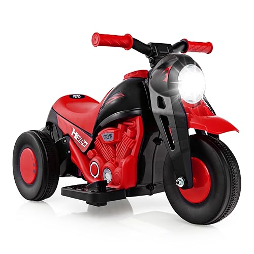 DREAMADE Kinder Elektro Motorrad mit Seifenblasenfunktion, 2,5-3 km/h, Dreirad Kindermotorrad mit Musik & LED-Scheinwerfer, Elektromotorrad für Kinder ab 3 Jahren, bis 30kg belastbar (Rot) von DREAMADE