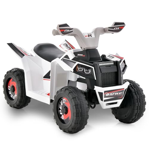 DREAMADE Kinder Elektroauto ATV, 6V Kinderquad mit Pedal & Ladegerät, Mini Elektro-Quad für Kinder ab 3 Jahren, belastbar bis 30KG (Weiß) von DREAMADE