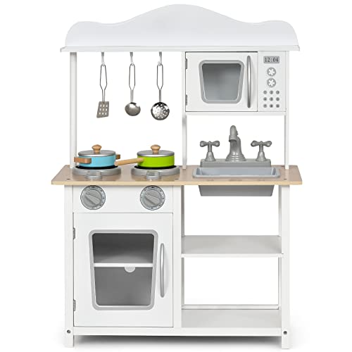 DREAMADE Kinderküche Holz mit Zubehör, Miniküche mit Spüle Backofen Mikrowelle Herd, Kinderspielküche Holzküche Spielzeugküche, Spielküche für Kinder ab 3 Jahren DREAMADE Kinderküche Holz mit Zubehör, Miniküche mit Spüle Backofen Mikrowelle Herd, Kinderspielküche Holzküche Spielzeugküche, Spielküche für Kinder ab 3 Jahren von DREAMADE