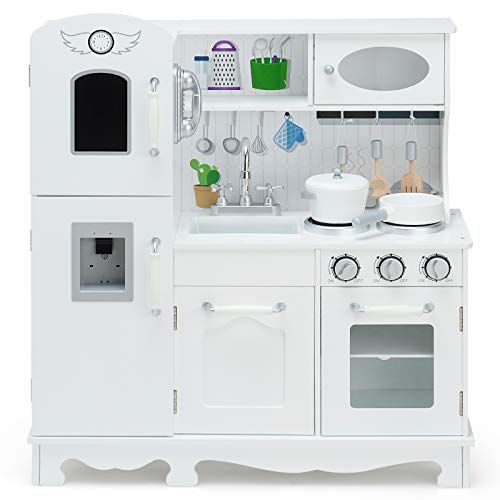 DREAMADE Kinderküche aus Holz mit Spielzubehör, Kinderspielküche mit Kühlschrank Spüle Herd Backofen, Holzküche Spielzeugküche, Spielküche mit Licht und Sound für Kinder ab 3 Jahren, Weiß DREAMADE Kinderküche aus Holz mit Spielzubehör, Kinderspielküche mit Kühlschrank Spüle Herd Backofen, Holzküche Spielzeugküche, Spielküche mit Licht und Sound für Kinder ab 3 Jahren, Weiß von DREAMADE
