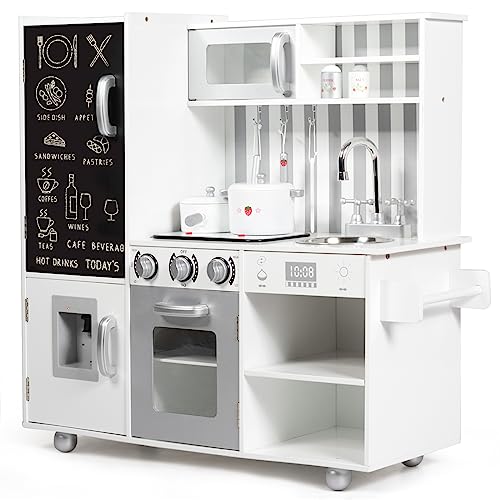 DREAMADE Kinderküche mit Licht und Sound, Kinderspielküche mit Spüle Herd Kühlschrank Backofen, Holzküche Spielzeugküche, Spielküche aus Holz mit Zubehör für Kinder ab 3 Jahre DREAMADE Kinderküche mit Licht und Sound, Kinderspielküche mit Spüle Herd Kühlschrank Backofen, Holzküche Spielzeugküche, Spielküche aus Holz mit Zubehör für Kinder ab 3 Jahre von DREAMADE