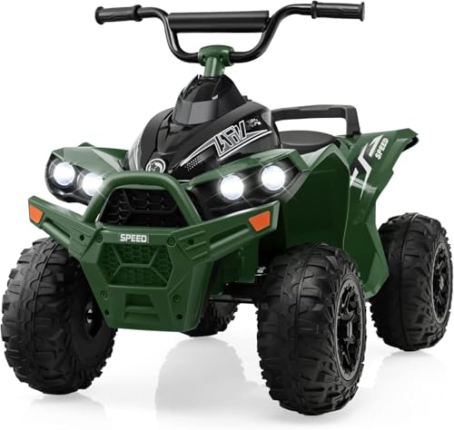 DREAMADE Kinderquad ATV, 12V Elektroquad mit LED-Lichtern,Hupe, Musik & Ladegerät, 2,15-4,3 km/h, Elektrofahrzeug für Kinder 3-8 Jahre (Grün) von DREAMADE