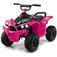 DREAMADE Kinderquad ATV, 12V Elektroquad mit LED-Lichtern,Hupe, Musik & Ladegerät, 2,15-4,3 km/h, Elektrofahrzeug für Kinder 3-8 Jahre (Rosa) von DREAMADE