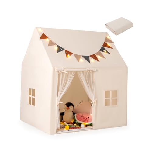 DREAMADE Kinderspielzelt für Innen und Außen,Spielhaus Kinder mit Rutschfestem, Abnehmbaren Polster, Fahnen & Lichterketten, Spielzelt Kinderzimmer mit Fenstern für Kinder ab 3 Jahren DREAMADE Kinderspielzelt für Innen und Außen,Spielhaus Kinder mit Rutschfestem, Abnehmbaren Polster, Fahnen & Lichterketten, Spielzelt Kinderzimmer mit Fenstern für Kinder ab 3 Jahren von DREAMADE