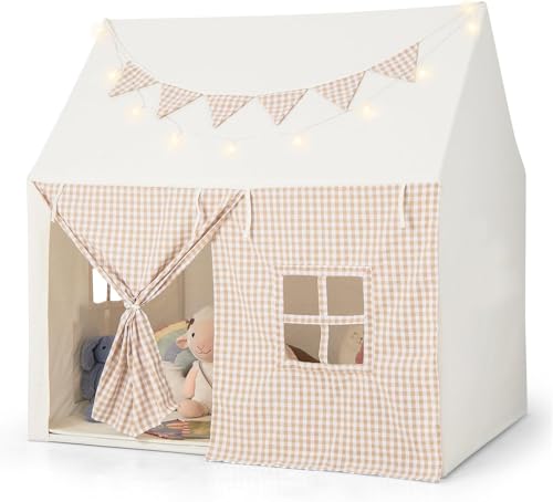 DREAMADE Kinderzelt für Drinnen mit Matte und Lichtern und Flaggenbanner, Kinder Spielhaus Indoor, Tipi Zelt, Spielzelt für Kinder ab 3 Jahren für Kinderzimmer Spielzimmer DREAMADE Kinderzelt für Drinnen mit Matte und Lichtern und Flaggenbanner, Kinder Spielhaus Indoor, Tipi Zelt, Spielzelt für Kinder ab 3 Jahren für Kinderzimmer Spielzimmer von DREAMADE