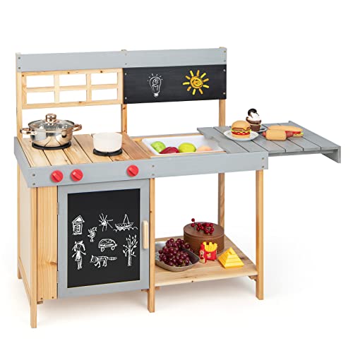 DREAMADE Matschküche Kinder Outdoor mit beweglicher Arbeitsplatte, Kinder Outdoor-Küche Spielset mit Waschbecken und Tafeln, Spielküche Kinderküche aus Holz für Garten für Jungen und Mädchen ab 3 DREAMADE Matschküche Kinder Outdoor mit beweglicher Arbeitsplatte, Kinder Outdoor-Küche Spielset mit Waschbecken und Tafeln, Spielküche Kinderküche aus Holz für Garten für Jungen und Mädchen ab 3 von DREAMADE