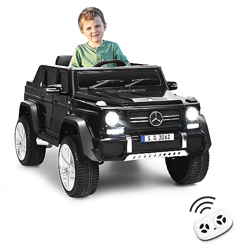 DREAMADE Elektroauto für Kinder, 12V Mercedes Benz Kinder Auto mit 2,4G Fernbedienung & Musik & Hupe & Licht, Softstart, Kinder Elektroauto Elektrofahrzeuge für Kinder ab 3 Jahre (Schwarz) von DREAMADE