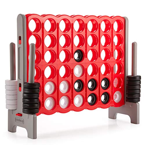 DREAMADE Riesen 4 Gewinnt Spiel, Strategiespiel für Kinder und Erwachsene, 4 in Einer Reihe, Brettspiel Spielzeug Gesellschaftsspiel 2 Spieler, Vier in Reihespiel Kinderspiel (Rot + Grau-Rahmen) von DREAMADE