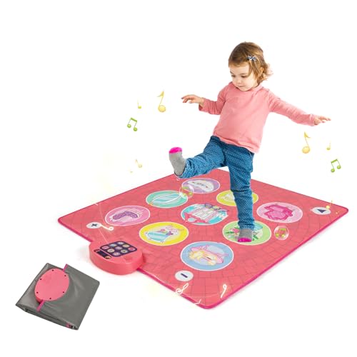DREAMADE Tanzmatte Kinder, Musikmatte mit 3 Spielmodi, Kindertanzmatten mit 5 Herausforderung Modi & 9 Lieder, Tragbare Tanzteppich, Musikpad für Jungs und Mädchen ab 3 Jahren von DREAMADE