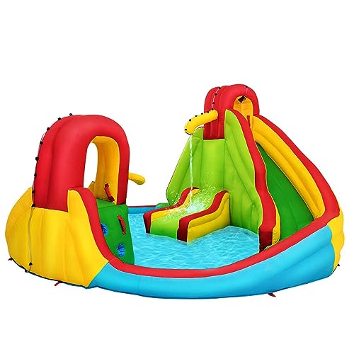 DREAMADE aufblasbare Hüpfburg, Wasserpark mit 2 Rutschen & Wasserbecken & Kletternwand, Wasserrutsche mit Wasserpistole für Kinder 3-10 Jahre, bis 159 kg belastbar, 420x460x233cm (ohne Gebläse) DREAMADE aufblasbare Hüpfburg, Wasserpark mit 2 Rutschen & Wasserbecken & Kletternwand, Wasserrutsche mit Wasserpistole für Kinder 3-10 Jahre, bis 159 kg belastbar, 420x460x233cm (ohne Gebläse) von DREAMADE