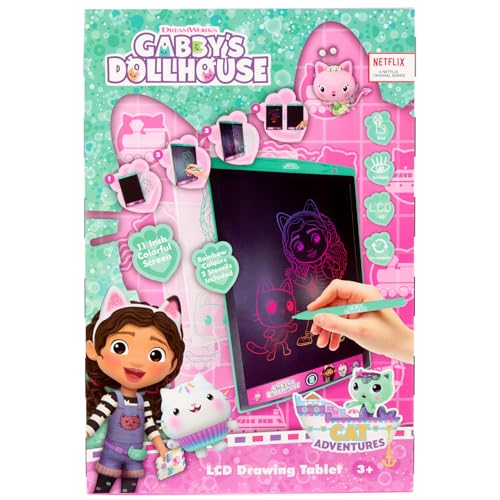Gabby’s Dollhouse LCD-Schreibtafel für Kinder – 11 Zoll Zeichentablett mit Stift und Löschfunktion – Kreatives Spielzeug ohne Papier (GD24380) von DREAMWORKS GABBY'S DOLLHOUSE