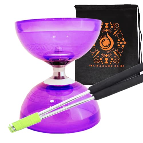 Purple Cyclone Quartz II Triple Bearing Diabolo mit Aluminium 'Metall' Sticks und Tragetasche - Pro Clutch Diablo Set von DREAMWORKS TROLLS
