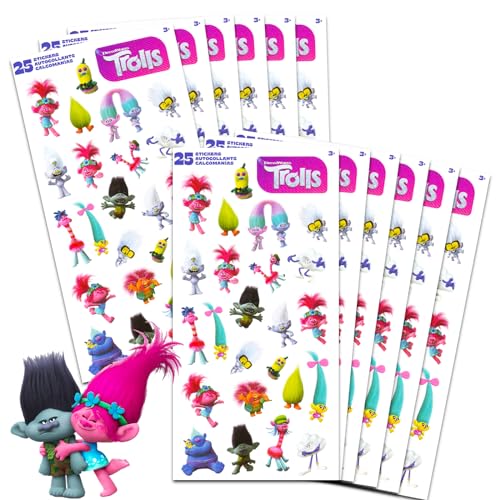 Trolls Partygeschenke für Jungen und Mädchen, 12 Stück, Trolle-Aufkleberbögen für Kindergeburtstag, Partyzubehör, Trolle-Partyzubehör von DREAMWORKS TROLLS
