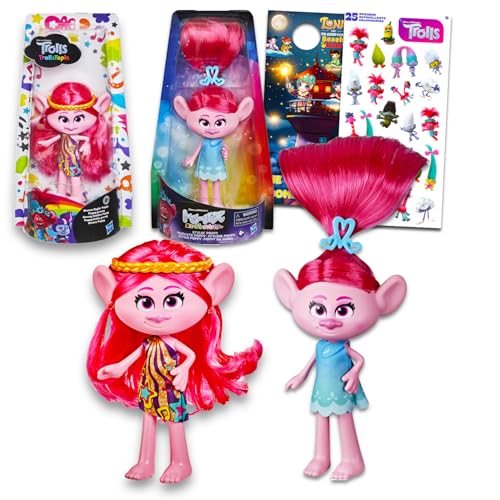 Trolls Puppen-Set – Paket mit 2 Puppen mit Poppy und Groove Stylin' Poppy Plus Stickern, mehr für Kinder, Trolls Spielzeug für Mädchen (Stil kann variieren) von DREAMWORKS TROLLS