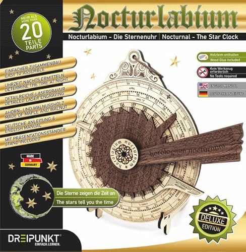 Bausatz Nocturlabium Deluxe: Detaillierter Holz-Modellbausatz eines Nocturlabiums in der hochwertigen Deluxe-Edition von DREIPUNKT
