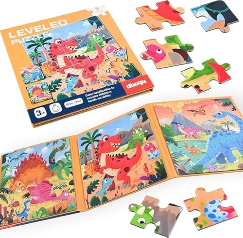 DRERIO Magnetische Puzzle für Kinder, Magnetpuzzle Dinosaurier Edition von DRERIO