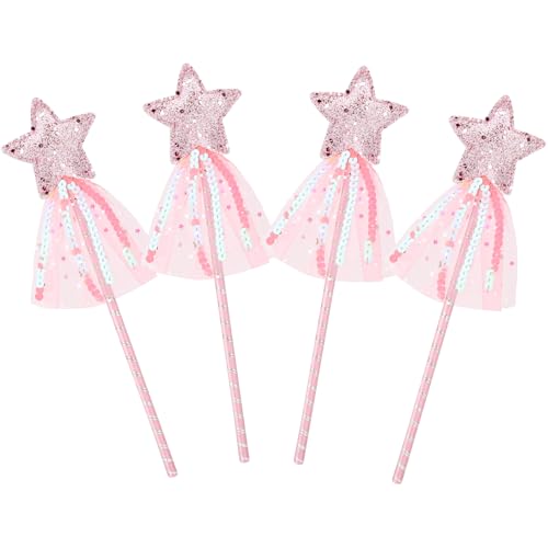DRESHOW Glitzer Stern Zauberstäbe Feenstäbe für Kinder Feenzauber Verkleidung Stern Stab Fairy Stick für Geburtstag Hochzeit Party Zubehör von DRESHOW
