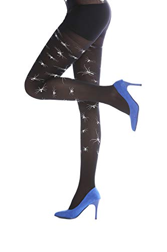 DRESS ME UP - W-017 Strumpfhose Pantyhose Damenkostüm Party Karneval Halloween schwarz weiße Spinnen Hexe Gothic Vampir S/M von DRESS ME UP