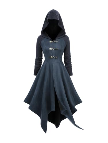 DRESSFO Halloween-Kostüm, Gothic, Punk, Vampir, Hexe, Zopfstrickschnalle, asymmetrisches Kapuzenoberteil, Tiefes Blau, XXL DRESSFO Halloween-Kostüm, Gothic, Punk, Vampir, Hexe, Zopfstrickschnalle, asymmetrisches Kapuzenoberteil, Tiefes Blau, XXL von DRESSFO