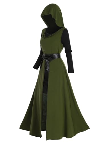 DRESSFO Viktorianisches Renaissance-Kostüm für Damen, Gothic, Vampir, Hexe, Halloween-Kleid, 2 Stück, Grün , L DRESSFO Viktorianisches Renaissance-Kostüm für Damen, Gothic, Vampir, Hexe, Halloween-Kleid, 2 Stück, Grün , L von DRESSFO